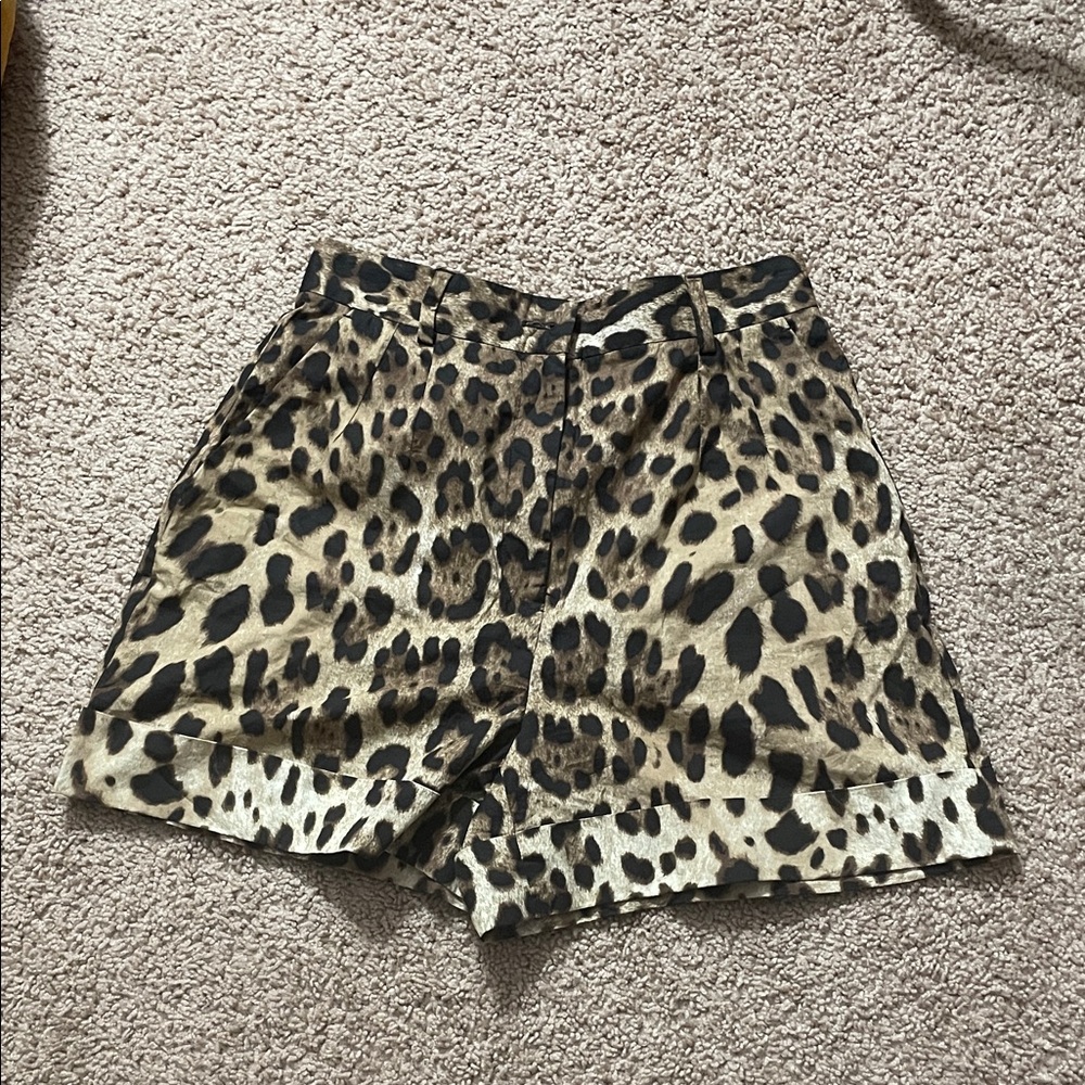Dolce & Gabbana High Waist Leopard Print Shorts